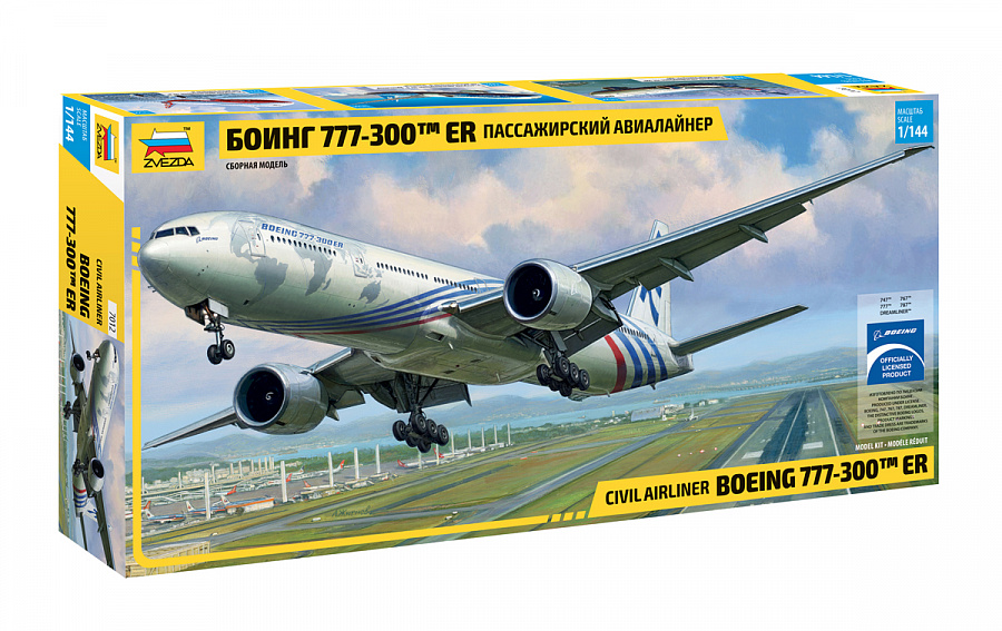 Купить сборную модель самолета Боинг 777-300 ER для склеивания, масштаб 1-144 (Звезда)-фото1 Пассажирский авиалайнер Боинг 777-300 ER-фото1