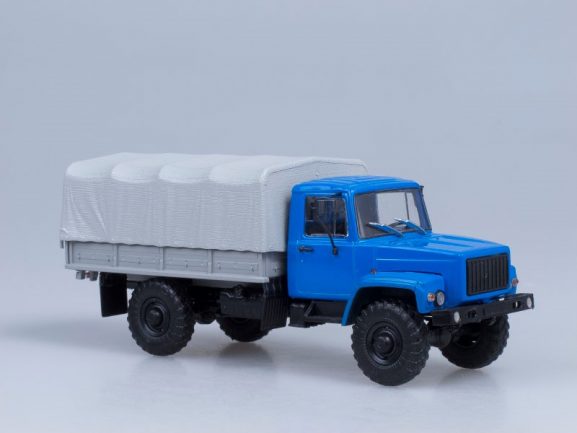 Грузовик ГАЗ-3308 4х4 (двигатель ЗМЗ-513) бортовой с тентом (синий)-фото7