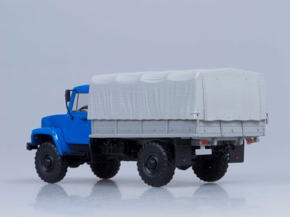 Грузовик ГАЗ-3308 4х4 (двигатель ЗМЗ-513) бортовой с тентом (синий)-фото6