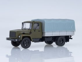 Грузовик ГАЗ-3309 бортовой с тентом (хаки/серый)-фото1