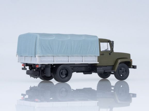 Грузовик ГАЗ-3309 бортовой с тентом (хаки/серый)-фото4