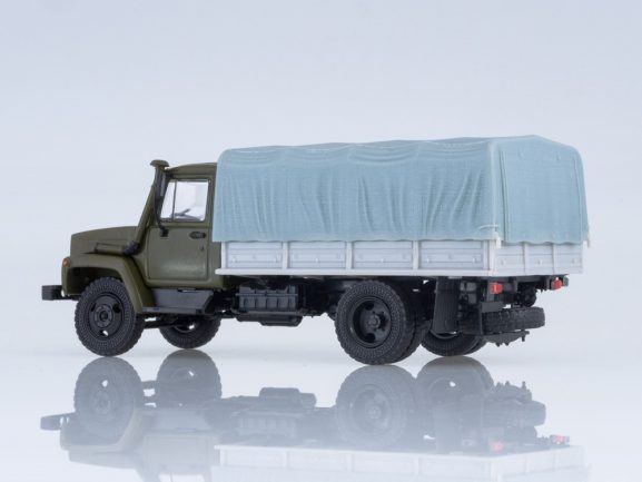 Грузовик ГАЗ-3309 бортовой с тентом (хаки/серый)-фото2