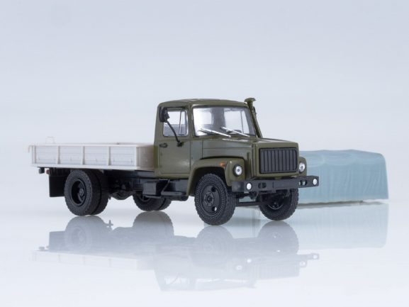 Грузовик ГАЗ-3309 бортовой с тентом (хаки/серый)-фото6