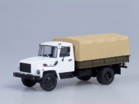 Грузовик ГАЗ-3309 (двиг. Д-245.7 Diesel Turbo) бортовой с тентом (белый-бежевый)-фото1