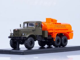 Цистерна бензовоз АЦ-8,5 (КРАЗ-255Б) хаки-оранжевый-фото1