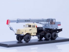 Автокран КС-3575 (на шасси КРАЗ-255Б1) бежевый/серый-фото1