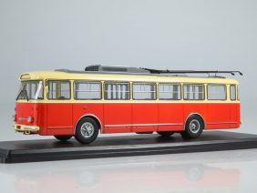 Троллейбус Skoda-9TR (красно-бежевый)-фото1