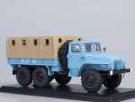 Грузовик Урал 375Д бортовой с тентом (голубой)-фото1