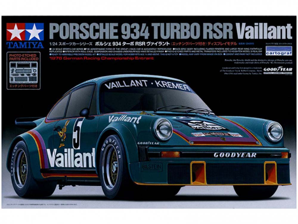Купить сборную модель автомобиля Porsche 934 Turbo RSR Vaillant, масштаб 1:24 (Tamiya)-фото1 Автомобиль Porsche 934 Turbo RSR Vaillant-фото1