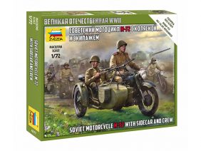Советский мотоцикл М-72 с коляской и экипажем (1:72)-фото1