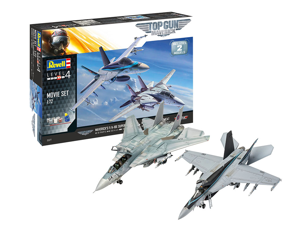 Купить сборную модель самолетов F/A-18E Super Hornet И F-14D Tomcat (из к/ф "Top Gun") (Подарочный набор), масштаб 1:72 (Revell)-фото1 Американские палубные истребители F/A-18E Super Hornet и F-14D Tomcat (из к/ф Top Gun) (Подарочный набор)-фото1