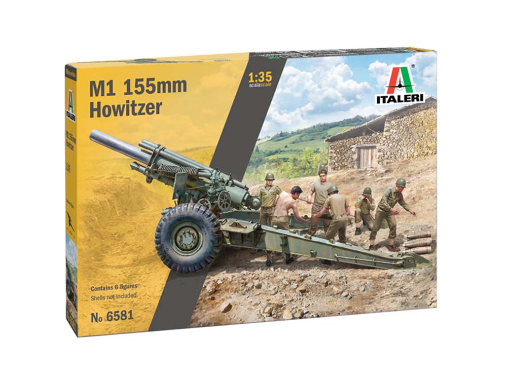 Купить сборную модель пушки M1 155мм Howitzer с расчетом, масштаб 1:35 (Italeri)-фото1 Американская гаубица M1 155мм Howitzer с расчетом-фото1