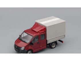 Грузовик ГАЗель Next A22R23 бортовой c тентом и обтекателем (бордовый/серый)-фото1