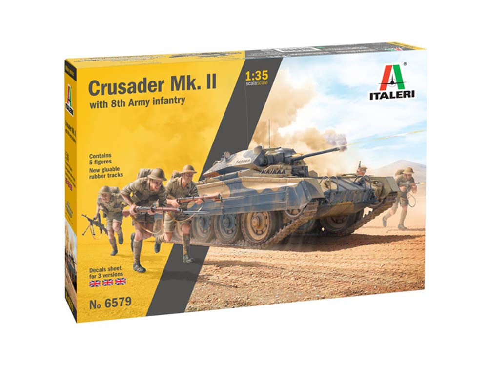 Купить сборную модель танка Crusader (Крусейдер) Mk.II с пехотой 8ой Армии, масштаб 1:35 (Italeri)-фото1 Британский средний крейсерский танк Crusader (Крусейдер) Mk.II с пехотой 8ой Армии-фото1