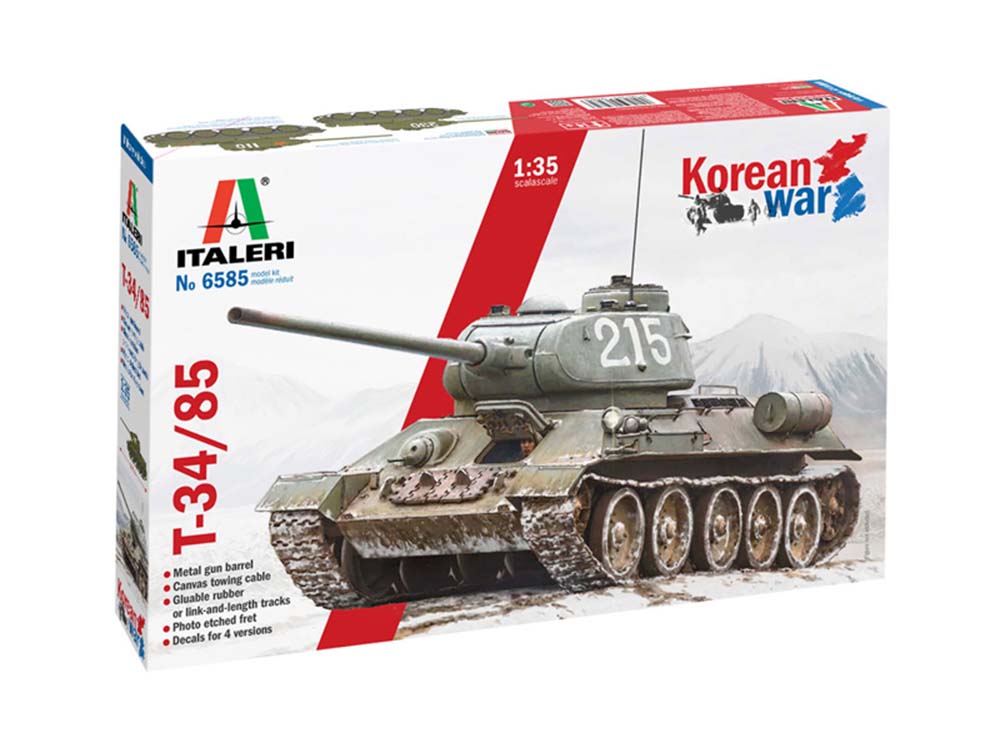 Купить сборную модель танка Т-34/85 (Корейская война), масштаб 1:35 (Italeri)-фото1 Советский средний танк Т-34/85 (Корейская война)-фото1