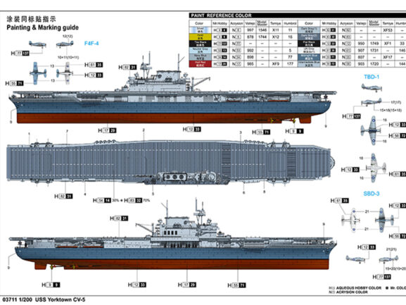 Американский авианосец USS Yorktown CV-5 (Йорктаун) (Trumpeter)-фото4