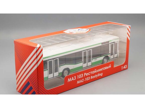 Автобус МАЗ-103 (рестайлинг) бело-зеленый (Москва)-фото5